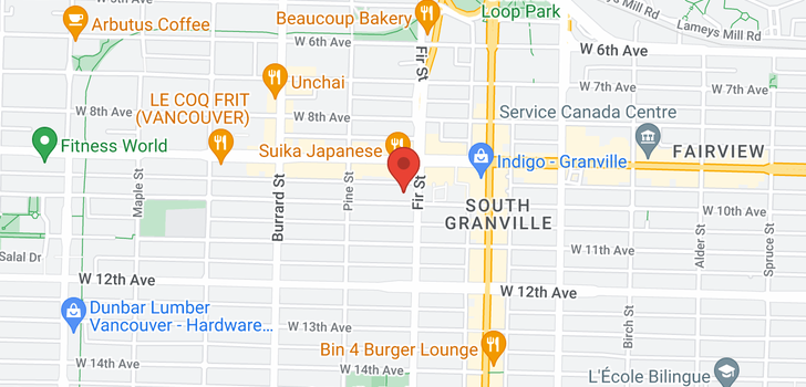 map of 802 1633 W 10TH AVENUE